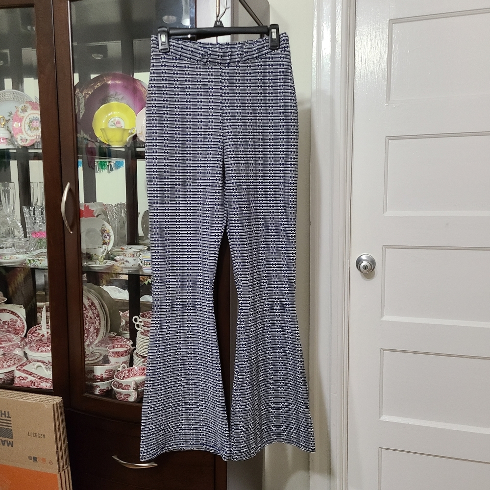 Asos Women's Geometric Print Bell Bottom Elastic Waist Discl Pull On Pants 4 NWT